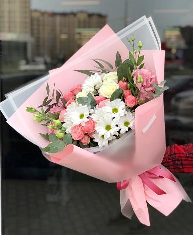 Букет цветов из: Розы, Лизиантусы и Хризантемы в Федорково